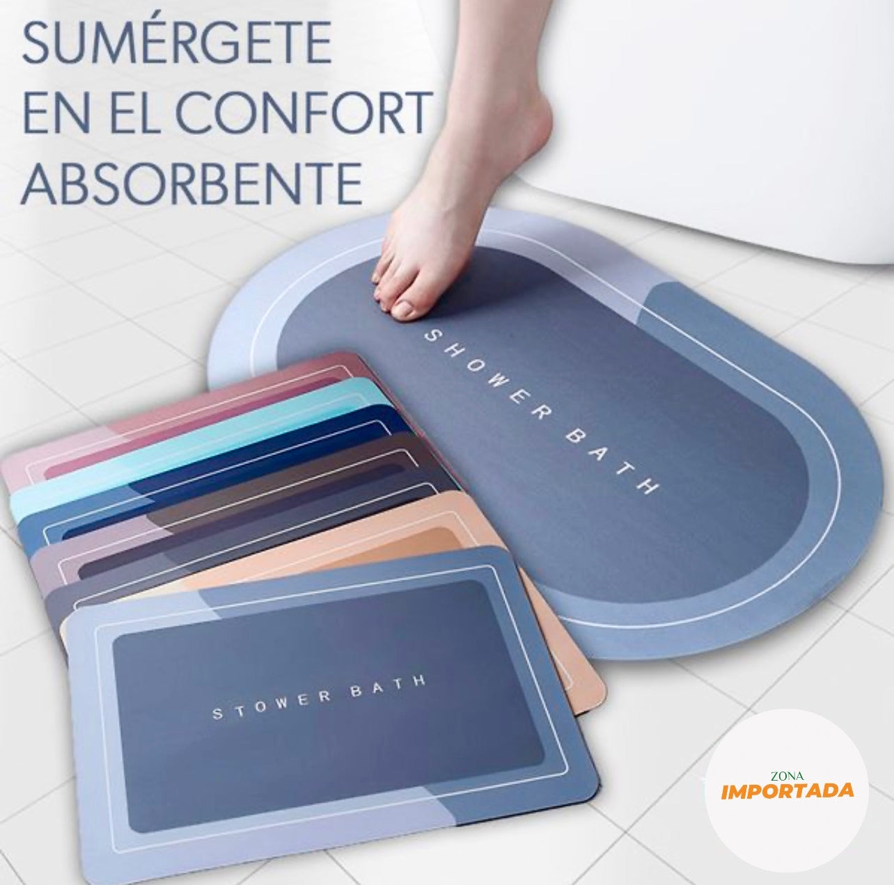 TAPETE DE BAÑO ABSORBENTE Y ANTIDESLIZANTE