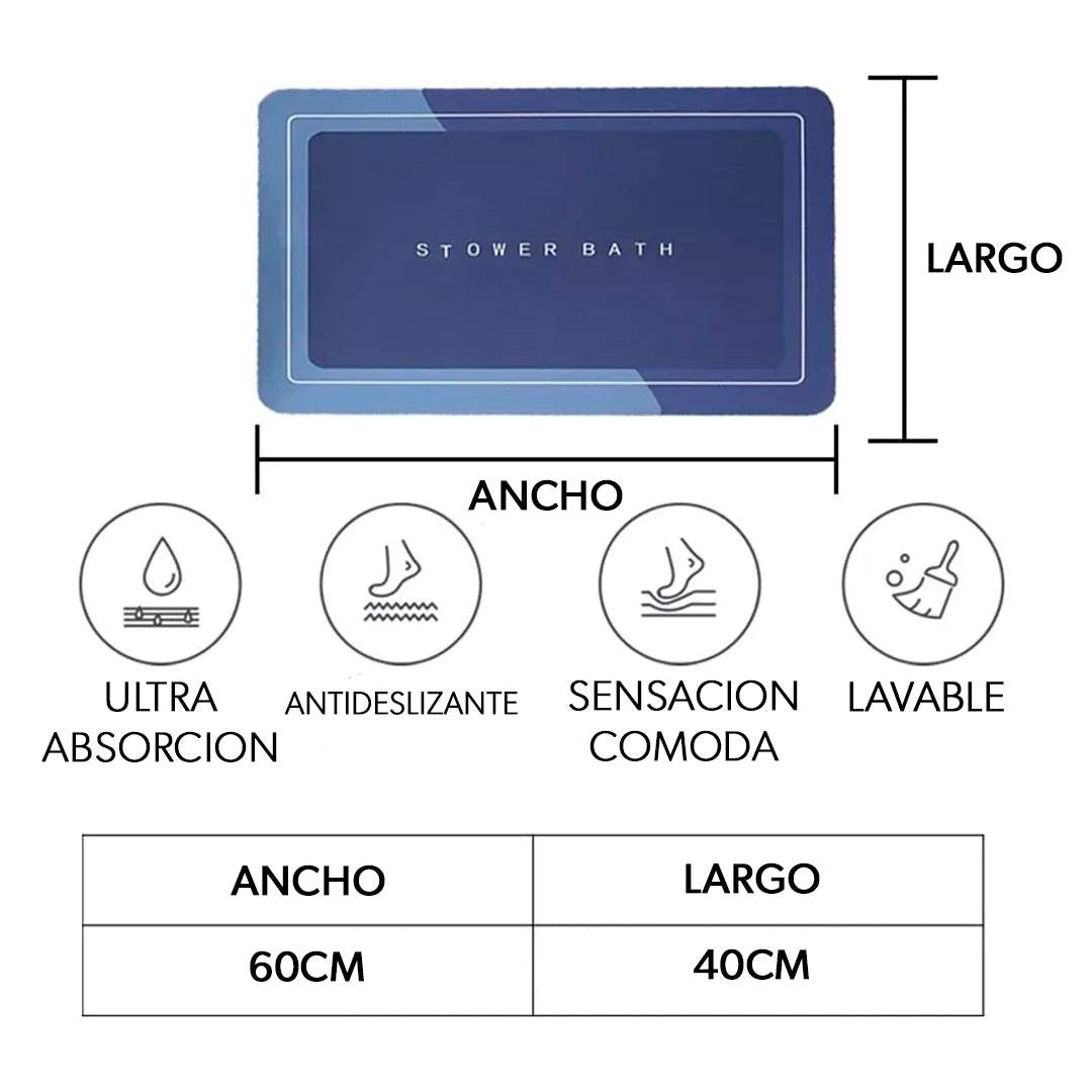 TAPETE DE BAÑO ABSORBENTE Y ANTIDESLIZANTE