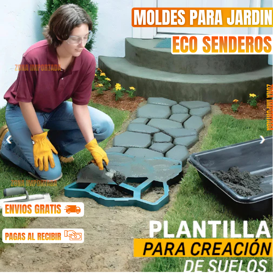 ECOSENDEROS|MOLDES REUTILIZABLES PARA PISOS DE JARDIN