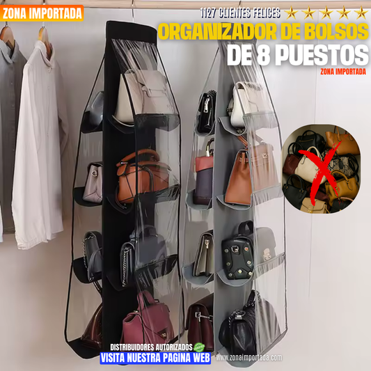 ORGANIZADOR DE BOLSOS 8 PUESTOS|ORDENA Y PROTEGE TUS BOLSOS FÁCILMENTE