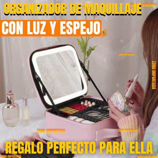 ORGANIZADOR DE MAQUILLAJE CON LUZ Y ESPEJO